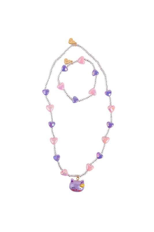Lovely Kitty Necklace & Bracelet Set 2PC