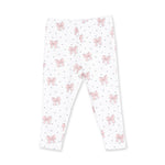 Veiled Pink Bows V-neck Ruffle Sweatshirt w/Legging