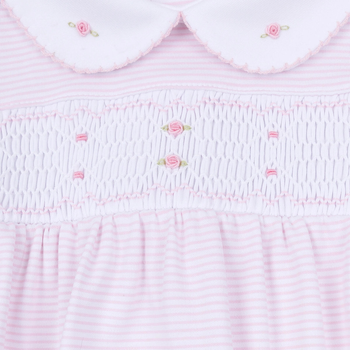 Anna Pink Stripe Smocked Footie