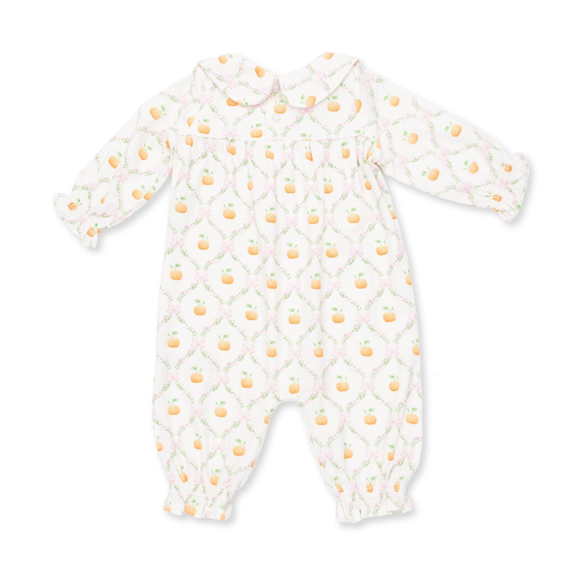 Pretty Pumpkin Trellis Smocked L/S Romper