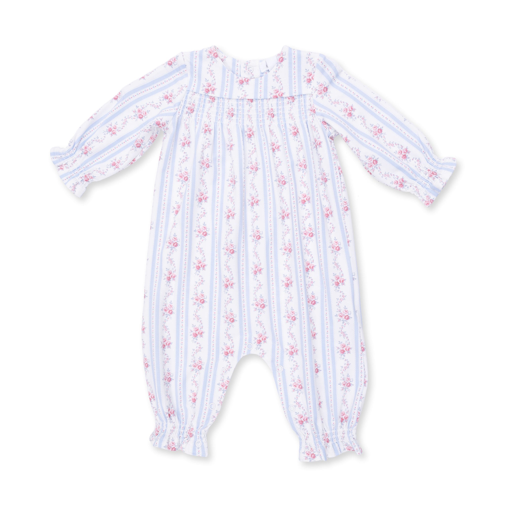 Anna Floral Stripe Smocked L/S Romper