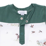 Pointer Pups and Duck Buddies Romper w/Contrast Sleeves