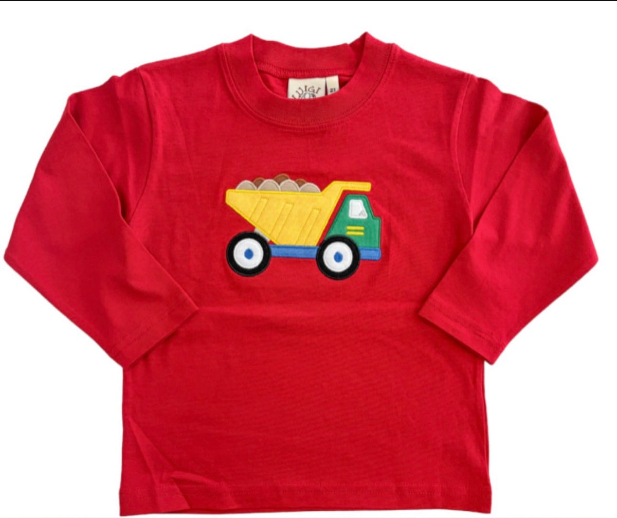 Dump Trucks w/Rocks Red L/S Tee