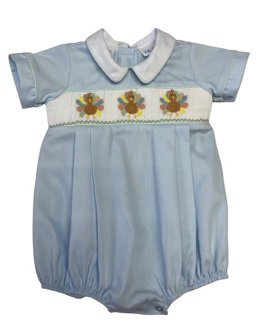 Smocked Bubble w/ White Collar w/ Pintucks
