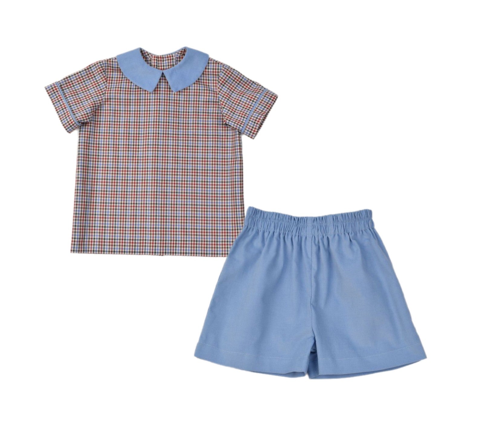 Autumn Plaid Corduroy Short Set