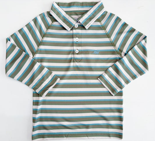 Cedar/Green/Pineapple LS Polo