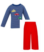 Pre-Order Cars Royal Blue Stripe Pant Set