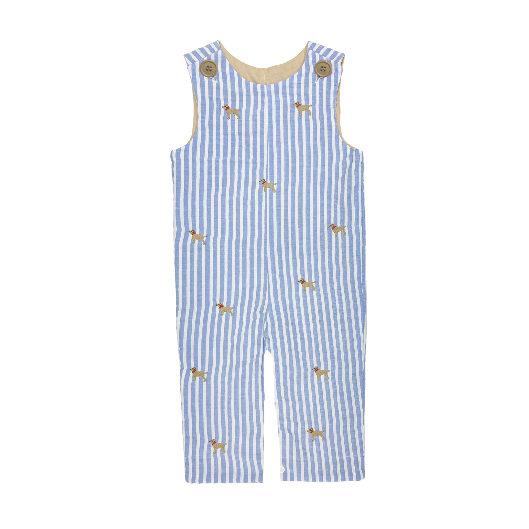 Embroidered Labrador Royal Blue Pinstripe Reversible Ashton Longall
