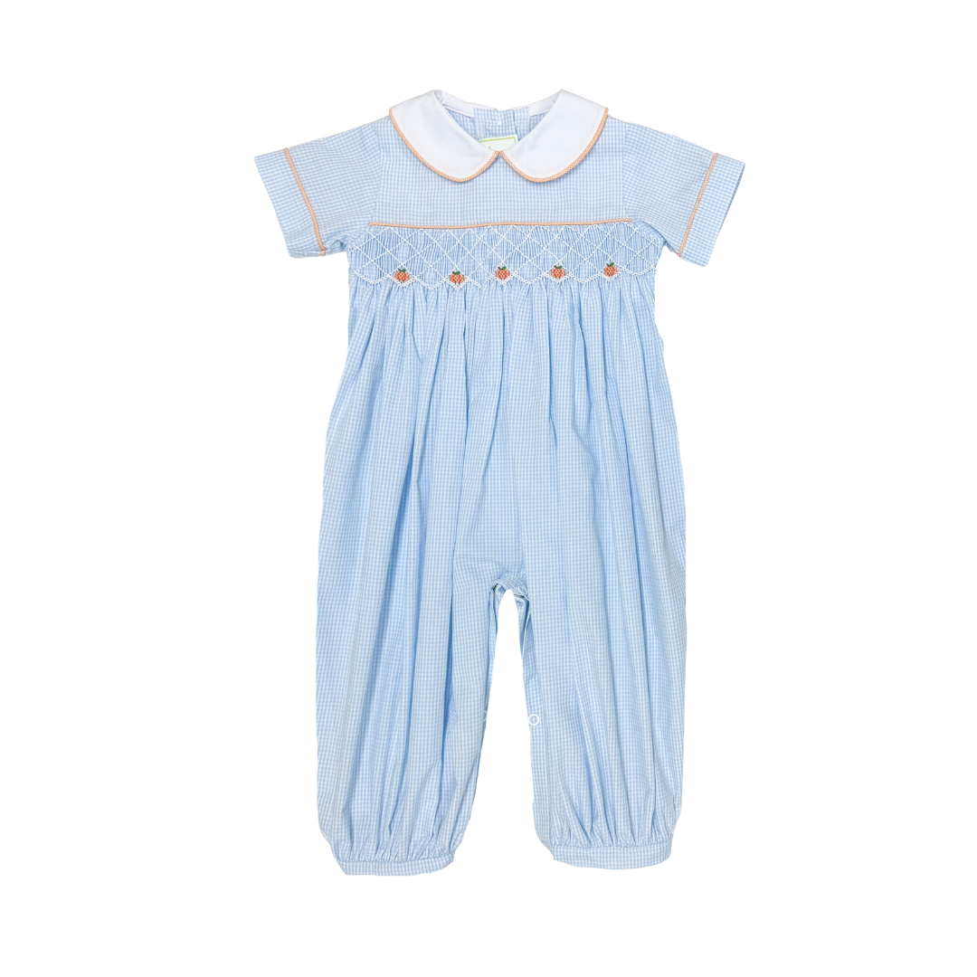 Pumpkin Lt Blue Mini Gingham Benjamin Bubble