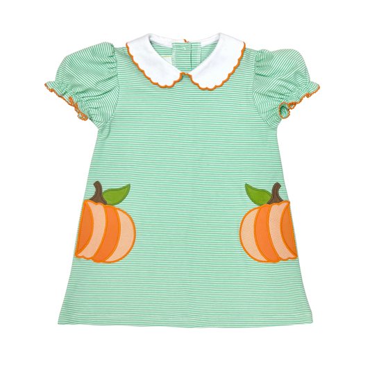 Pumpkin Covington Green Pin Stripe Knit Kendall Dress