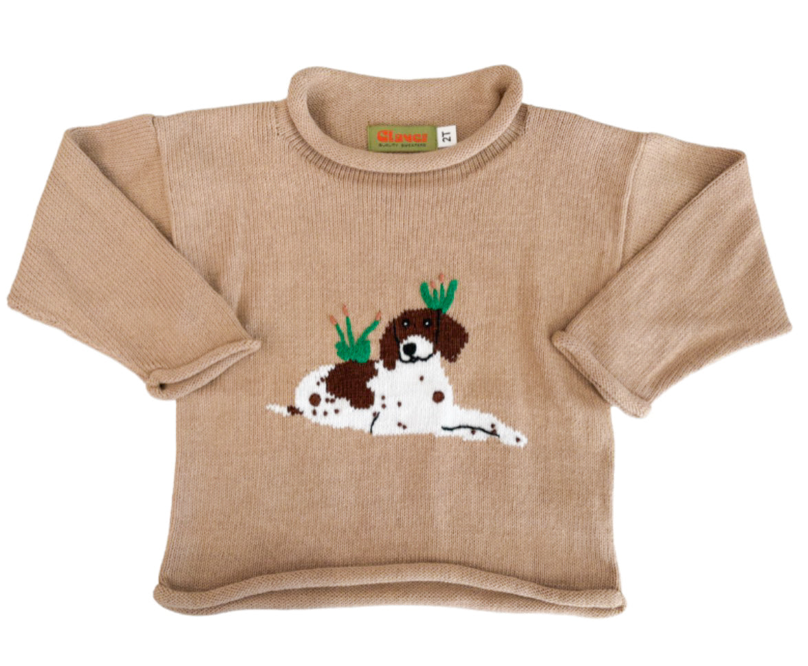 Pointer w/Cattails Tan Sweater