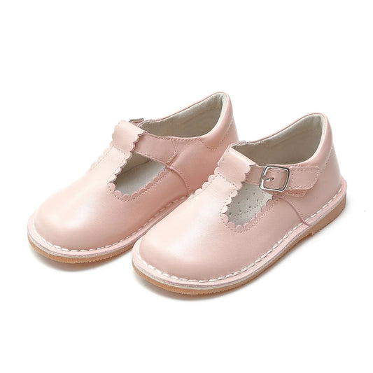 Selina Scalloped Pink T-strap Maryjane
