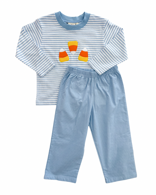 Candy Corn Blue Stripe Pant Set