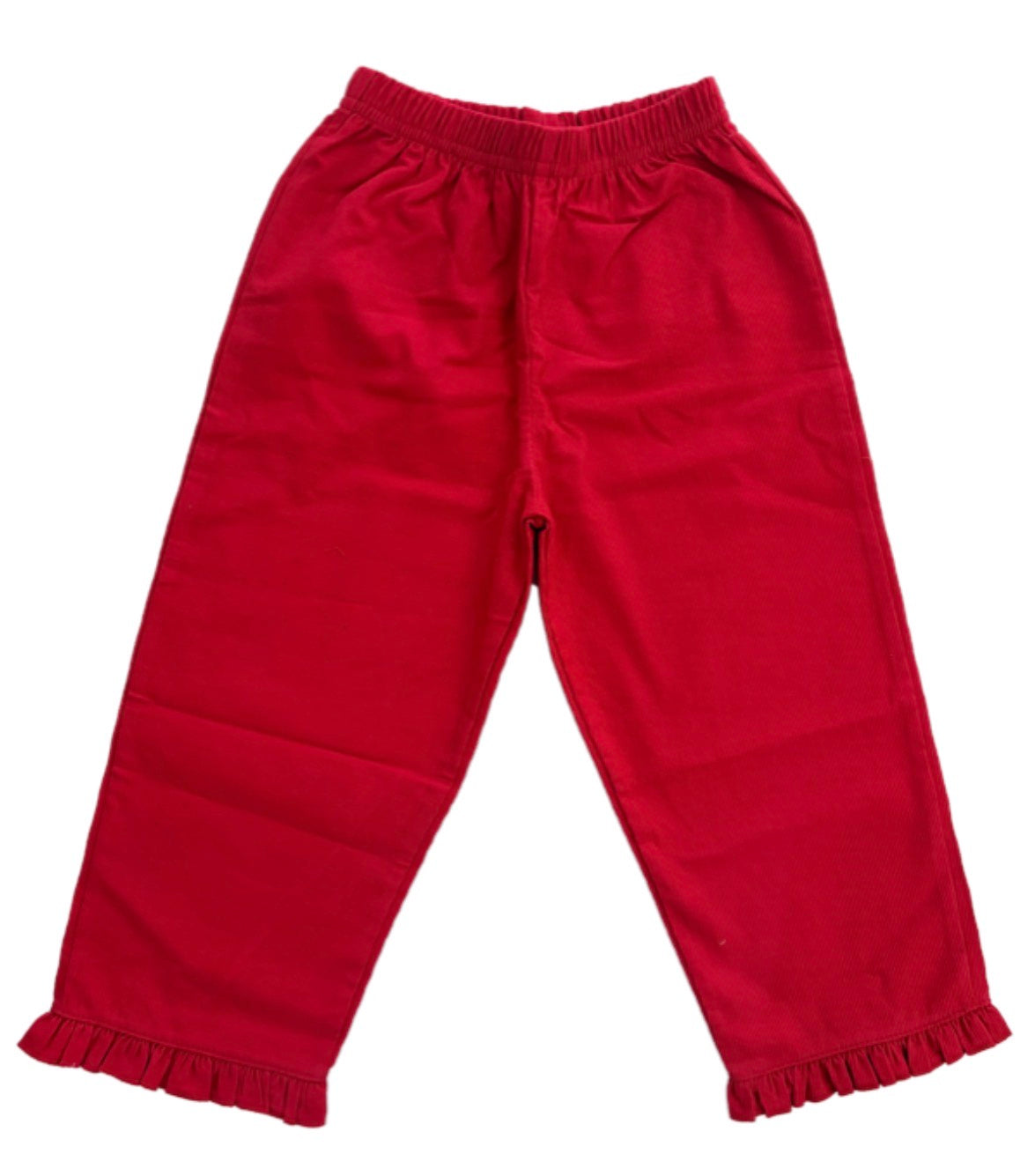 Deep Red Corduroy Pants w/Ruffled Bottom