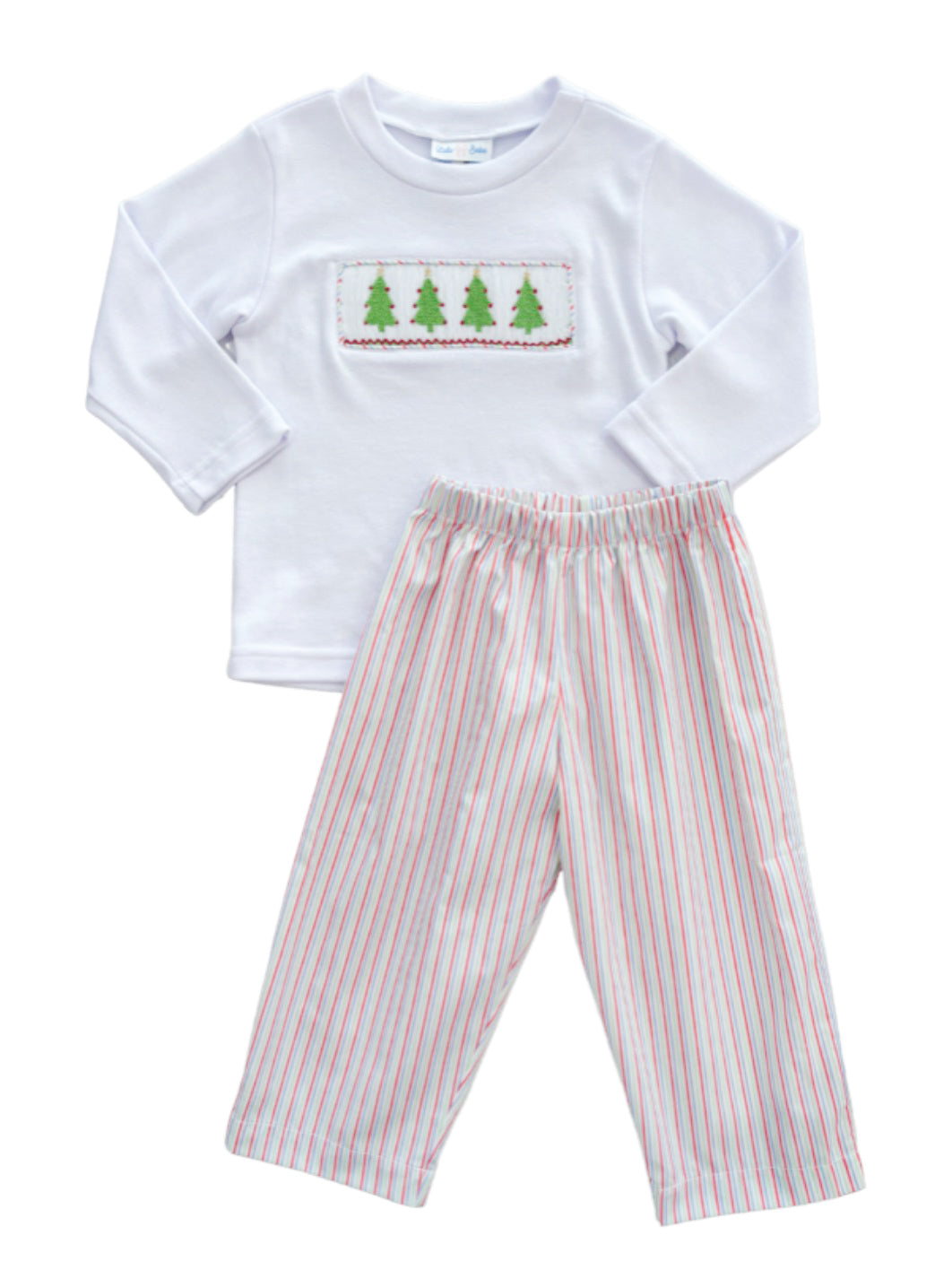 Christmas Trees Smocked Boy Pant Set