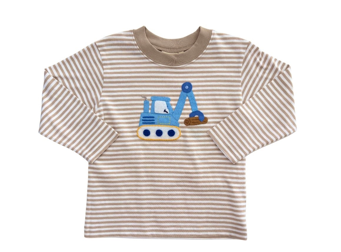 Retro Backhoe Sand/White Striped L/S Shirt