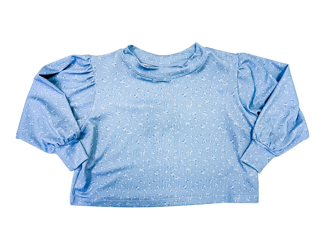 Blue Floral Puff Sleeve Top