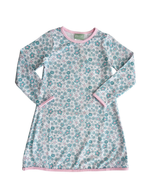 Ice Blue Floral Aline Dress