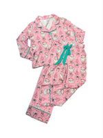 Santa Viscose Button Down PJs Light Pink