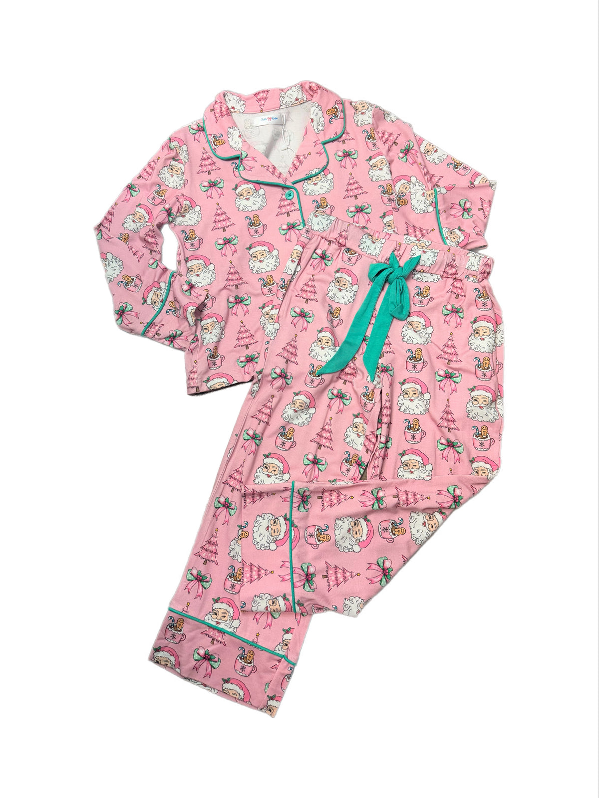Santa Viscose Button Down PJs Light Pink