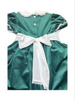 Green Velvet Sash Waist Dress