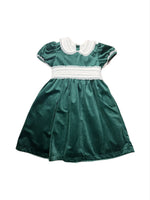 Green Velvet Sash Waist Dress