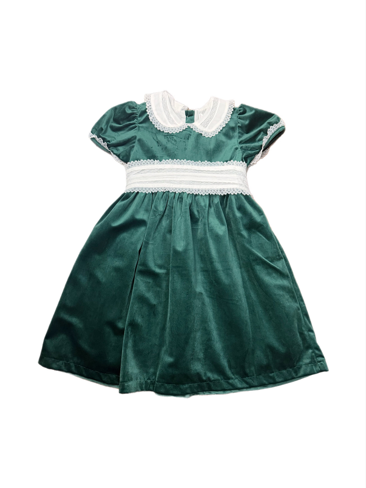 Green Velvet Sash Waist Dress