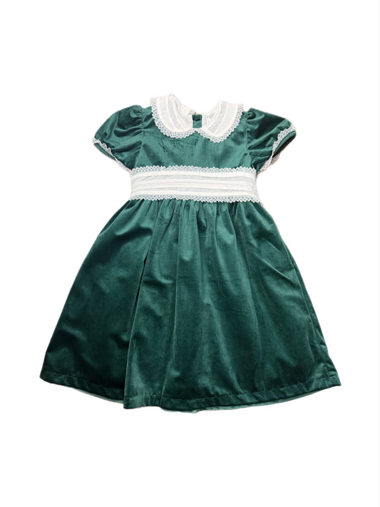 Green Velvet Sash Waist Dress