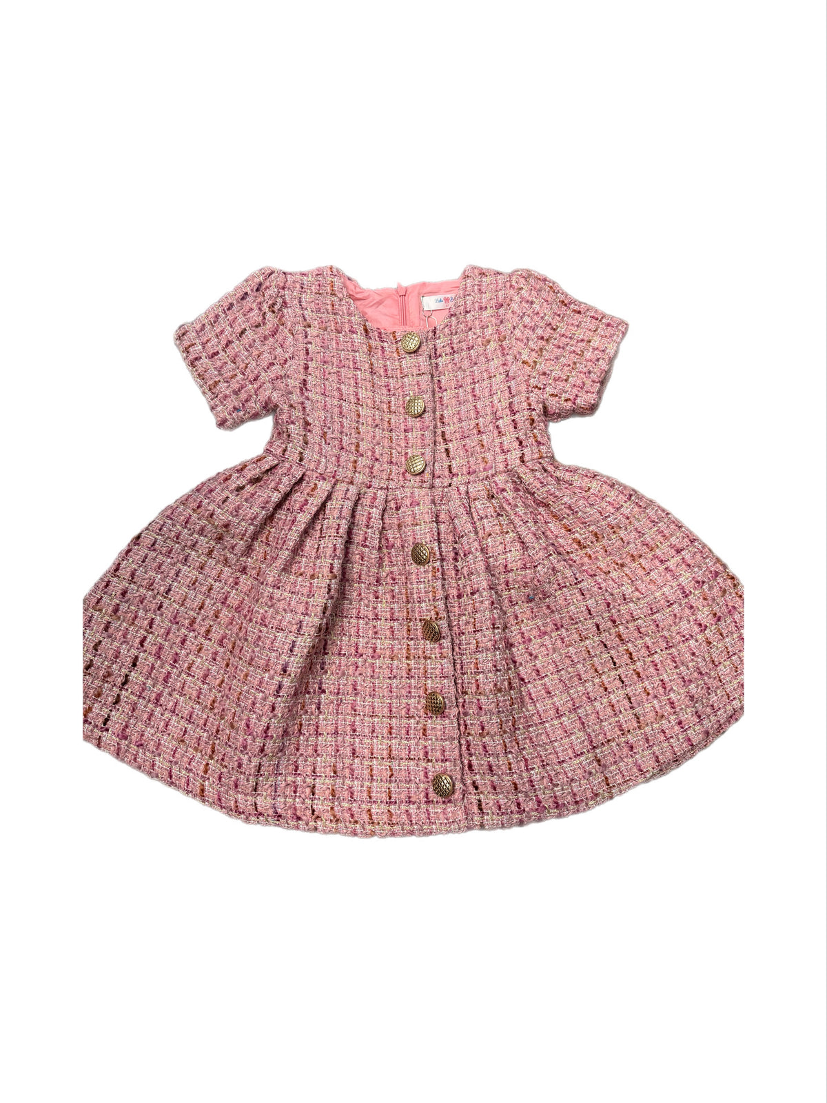 Pink and Gold Tweed Dress