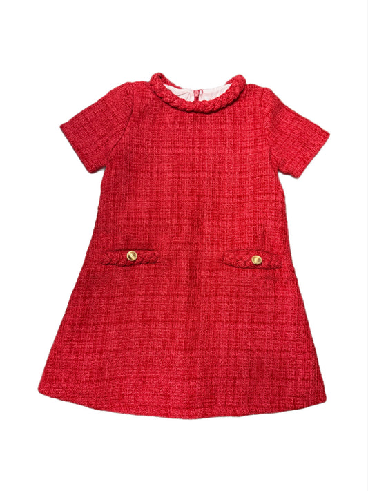 Red Tweed SS Braided Dress