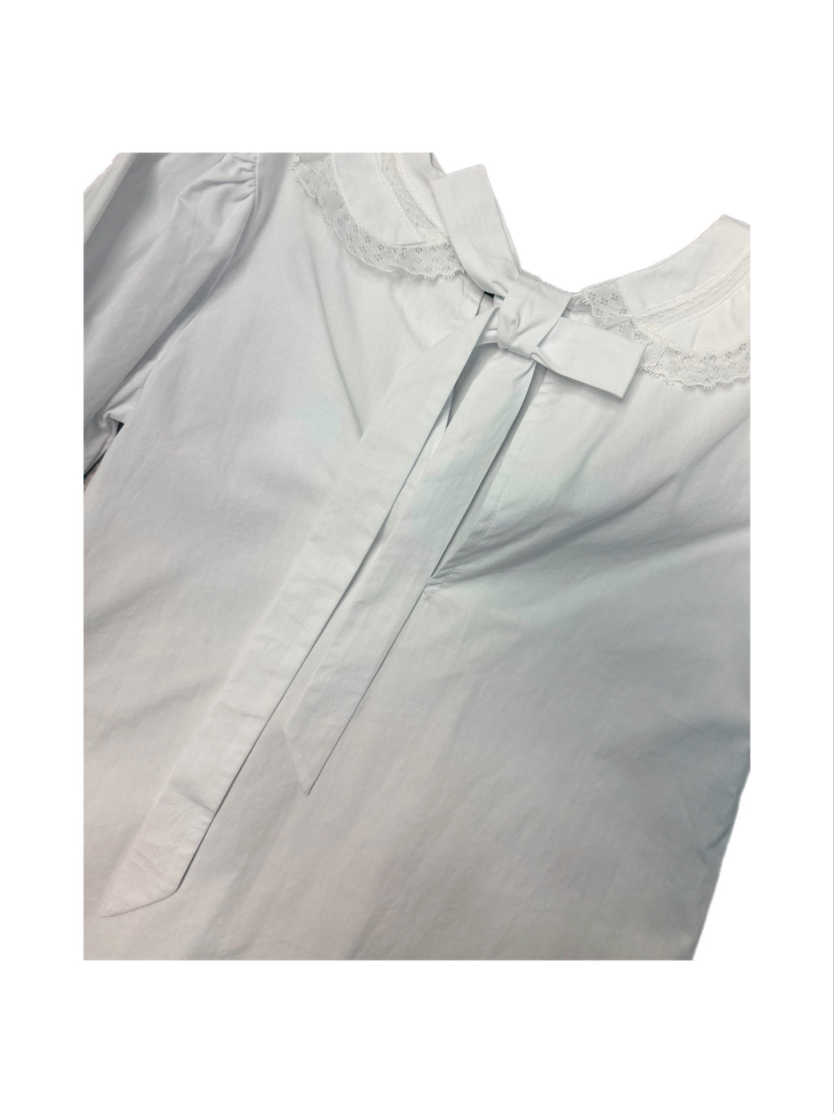 LS Lace Peter Pan Collared White Shirt