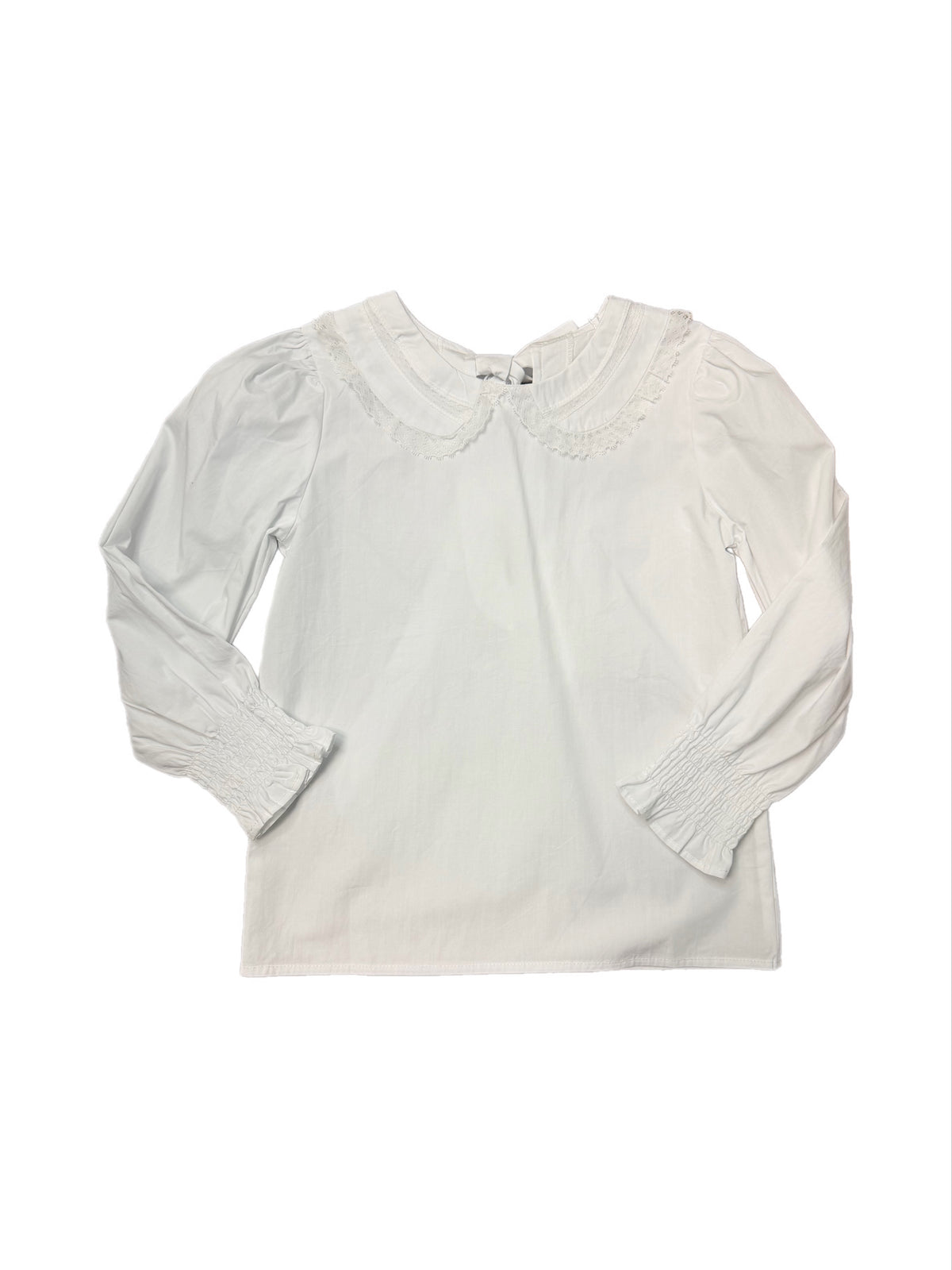 LS Lace Peter Pan Collared White Shirt