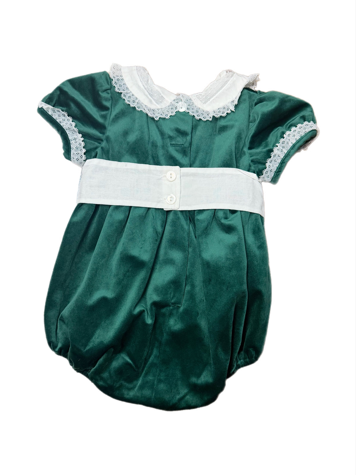 Green Velvet Sash Waist Bubble