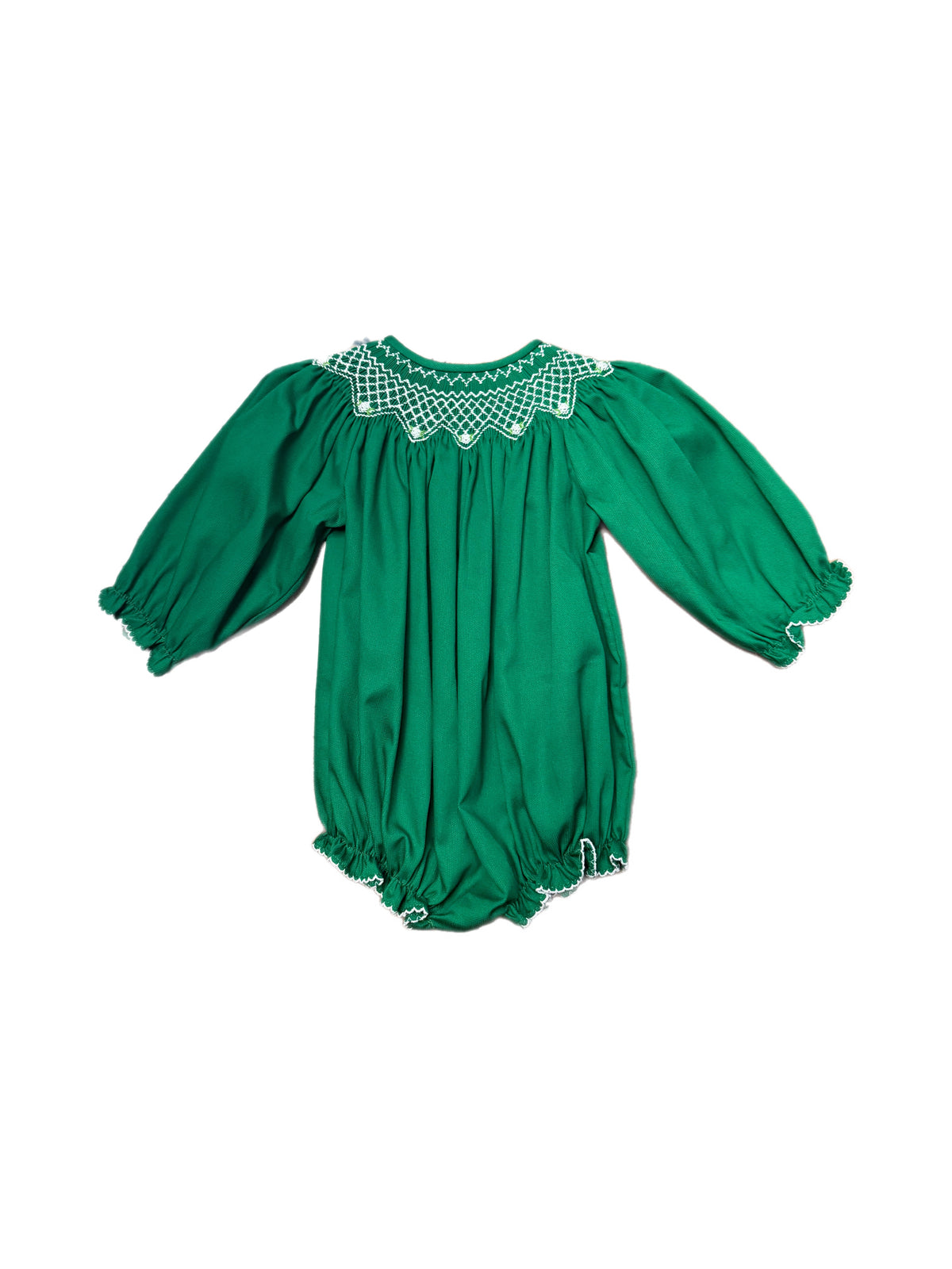 Christmas Green L/S Smocked Girl Bubble