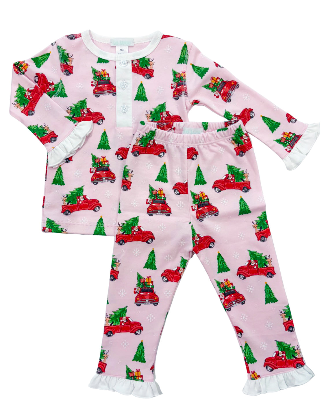 Christmas Tree Pima Girl L/S 2PC PJ Set