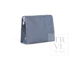 Gingham Navy Large Roadie Zip Pouch