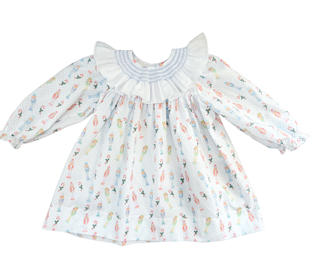 Nutcracker Pink L/S Dress w/Smocked Ruffle Collar