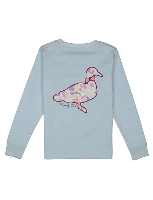 Cotton Candy Camo Logo Periwinkle Girl's LS Tee