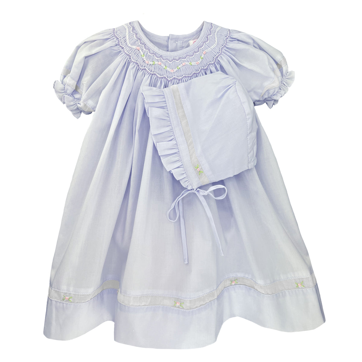 Lavender Smocked Dress with Bonnet