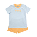 Pumpkin Short Set Blue Stripe