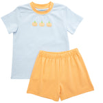 Pumpkin Short Set Blue Stripe