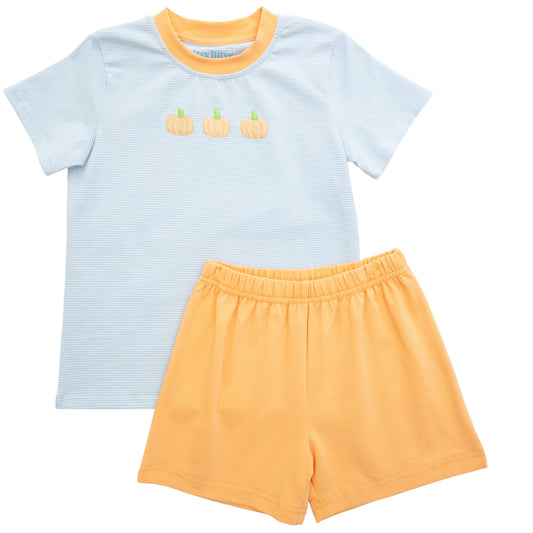 Pumpkin Short Set Blue Stripe