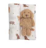 Doodle Swaddle and Rattle Set