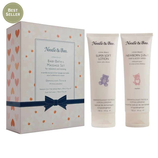 Baby Bath & Massage Set Pink Daisies & Hearts