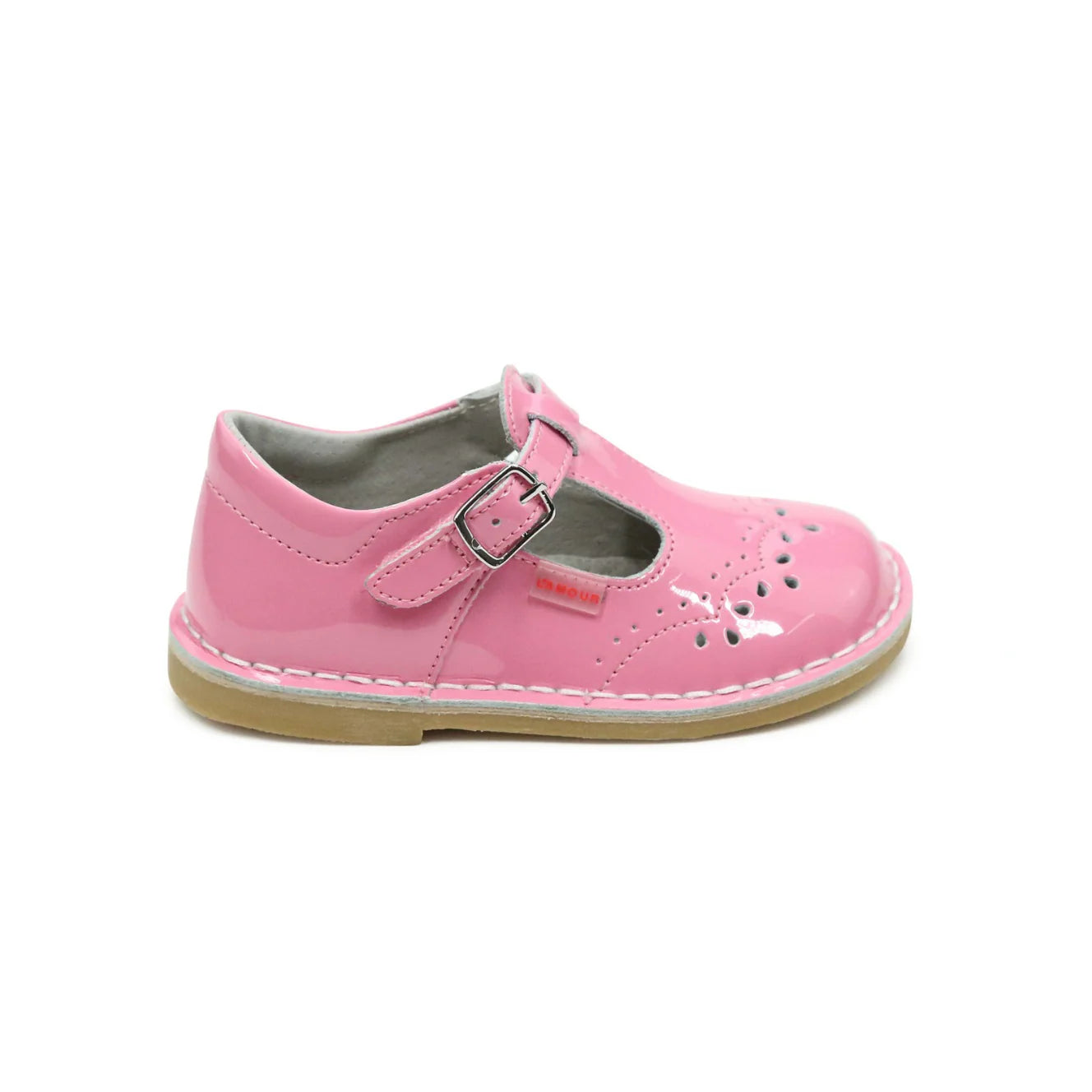 Ruthie Stitched Tstrap  Patent Malibu Pink