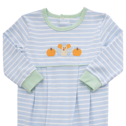 Turkey Romper Blue Stripe