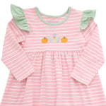 Turkey Ruffle Pant Set Pink Stripe