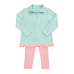 Unicorn 1/4 Zip Pullover Set Aqua Stripe/Pink