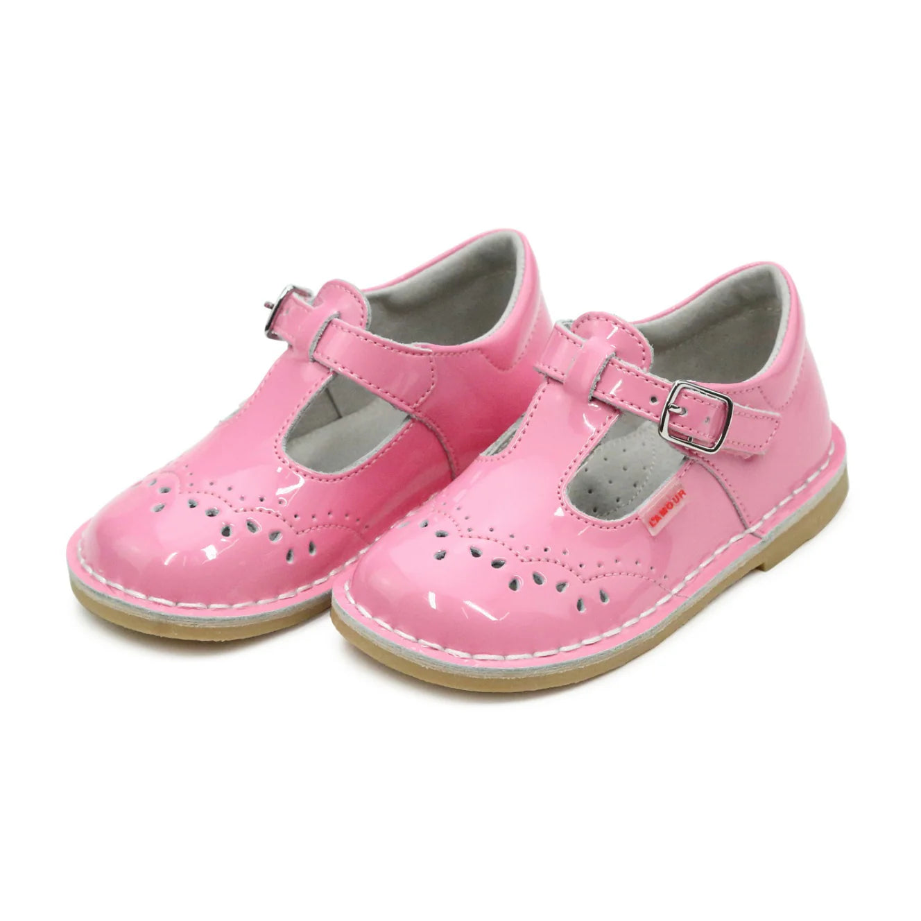 Ruthie Stitched Tstrap  Patent Malibu Pink