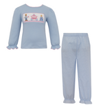 Cinderella Lt. Blue Knit L/S T-shirt and Gingham Pants Set
